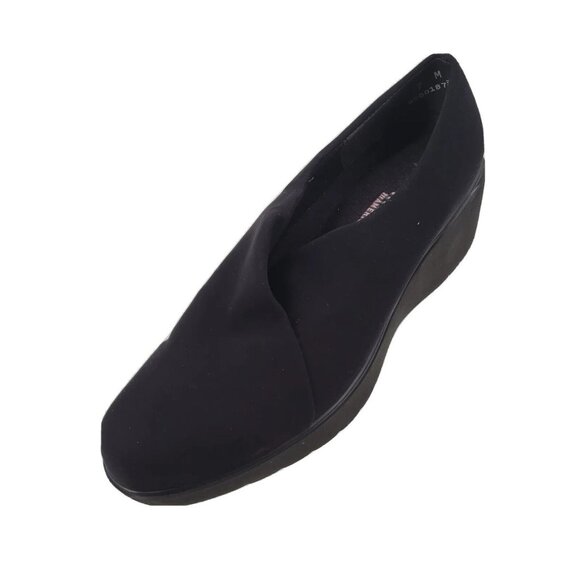 Munro Women's Black Canvas Slip On Platform Wedge Shoes Size 7.5 - Picture 1 of 9